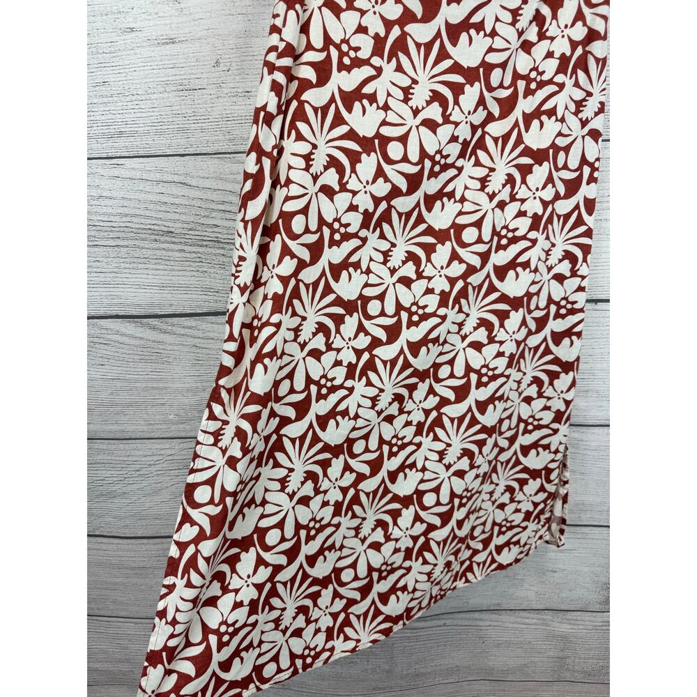 Marine Layer Women's Ryan Cream Rust Floral Hemp Midi Slip Skirt Size 0 - Picture 4 of 12